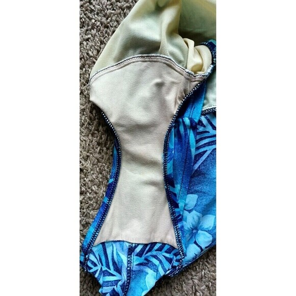 Vintage Le Cove One Piece Swimsuit Womens Size 10 Blue Floral  Pin Up Retro - Picture 9 of 9